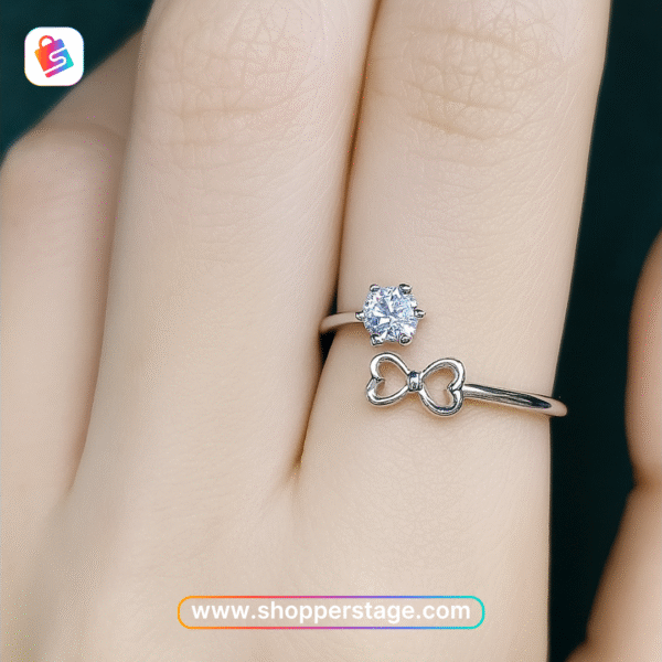 Bow & Crystal Accent Ring