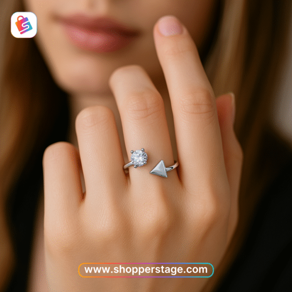 Triangle & Solitaire Ring