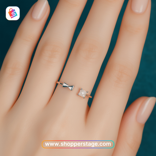 Silver Bow & Solitaire Ring