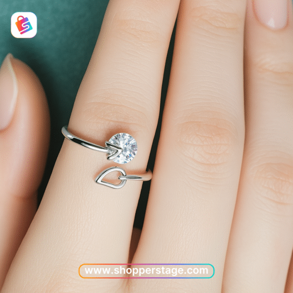 Silver Leaf Solitaire Ring