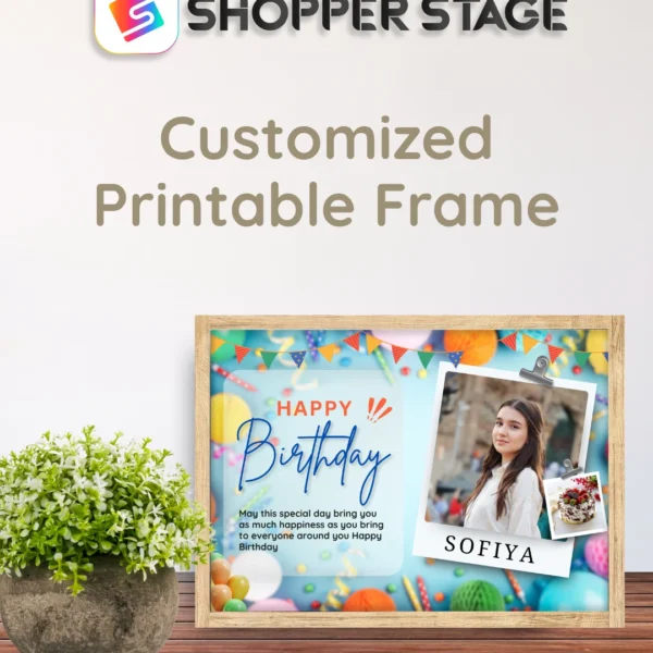Birthday Frame with Cake and Confetti