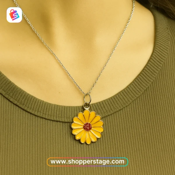 Yellow Daisy Pendant Necklace